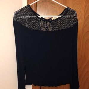 Navy Crochet Top